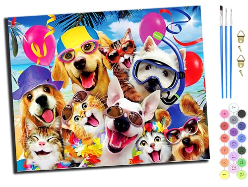WANGXIAO Malen Nach Zahlen Erwachsene 40x50cm,mit Pinsels und Acrylfarbe kit,DIY Handgemalt Ölgemälde für Geschenke und Wandbilder Wohnzimmer,Fröhliche Haustierparty Hund fröhliche Party,mit Rahmen WANGXIAO Malen Nach Zahlen Erwachsene 40x50cm,mit Pinsels und Acrylfarbe kit,DIY Handgemalt Ölgemälde für Geschenke und Wandbilder Wohnzimmer,Fröhliche Haustierparty Hund fröhliche Party,mit Rahmen von WANGXIAO