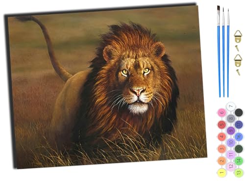 WANGXIAO Malen Nach Zahlen Erwachsene 40x50cm,mit Pinsels und Acrylfarbe kit,DIY Handgemalt Ölgemälde für Geschenke und Wandbilder Wohnzimmer,Löwe Tier,ohne Rahmen von WANGXIAO
