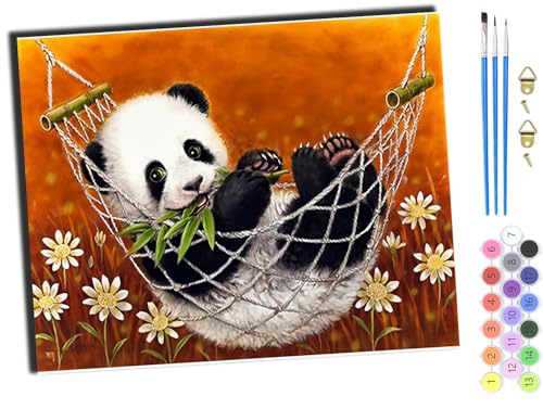 WANGXIAO Malen Nach Zahlen Erwachsene 40x50cm,mit Pinsels und Acrylfarbe kit,DIY Handgemalt Ölgemälde für Geschenke und Wandbilder Wohnzimmer,Tierpanda,mit Rahmen von WANGXIAO