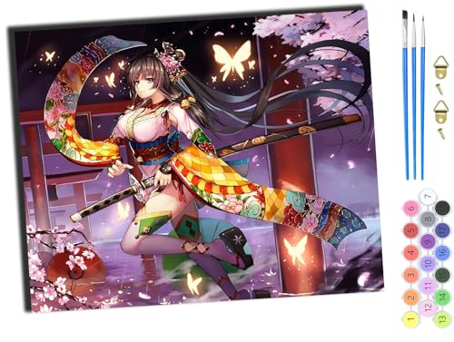 WANGXIAO Malen Nach Zahlen Erwachsene Kinder,Mädchen und Junge,Farbiges Leinwand Acrylfarben DIY Ölgemälde Set zur Heimdekoration,40x50cm,Anime japanische Mädchen Kimono Geisha,mit Rahmen WANGXIAO Malen Nach Zahlen Erwachsene Kinder,Mädchen und Junge,Farbiges Leinwand Acrylfarben DIY Ölgemälde Set zur Heimdekoration,40x50cm,Anime japanische Mädchen Kimono Geisha,mit Rahmen von WANGXIAO