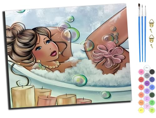 WANGXIAO Malen Nach Zahlen Erwachsene Kinder,Mädchen und Junge,Farbiges Leinwand Acrylfarben DIY Ölgemälde Set zur Heimdekoration,40x50cm,Badendes Mädchen,mit Rahmen WANGXIAO Malen Nach Zahlen Erwachsene Kinder,Mädchen und Junge,Farbiges Leinwand Acrylfarben DIY Ölgemälde Set zur Heimdekoration,40x50cm,Badendes Mädchen,mit Rahmen von WANGXIAO