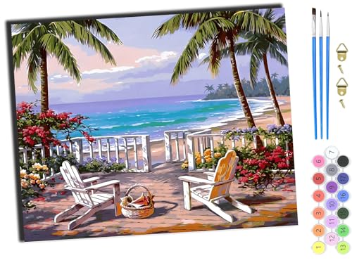 WANGXIAO Malen Nach Zahlen Erwachsene Kinder,Mädchen und Junge,Farbiges Leinwand Acrylfarben DIY Ölgemälde Set zur Heimdekoration,40x50cm,Ferienhaus mit Meerblick,mit Rahmen WANGXIAO Malen Nach Zahlen Erwachsene Kinder,Mädchen und Junge,Farbiges Leinwand Acrylfarben DIY Ölgemälde Set zur Heimdekoration,40x50cm,Ferienhaus mit Meerblick,mit Rahmen von WANGXIAO