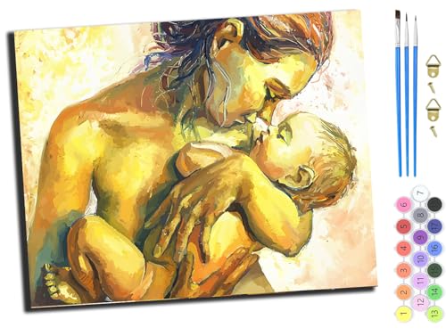 WANGXIAO Malen Nach Zahlen Erwachsene Kinder,Mädchen und Junge,Farbiges Leinwand Acrylfarben DIY Ölgemälde Set zur Heimdekoration,40x50cm,Mutter liebt Mutter und Baby,mit Rahmen WANGXIAO Malen Nach Zahlen Erwachsene Kinder,Mädchen und Junge,Farbiges Leinwand Acrylfarben DIY Ölgemälde Set zur Heimdekoration,40x50cm,Mutter liebt Mutter und Baby,mit Rahmen von WANGXIAO