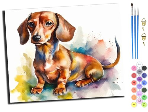 WANGXIAO Malen Nach Zahlen Erwachsene Kinder,Mädchen und Junge,Farbiges Leinwand Acrylfarben DIY Ölgemälde Set zur Heimdekoration,40x50cm,Tintenhund Dackel,mit Rahmen WANGXIAO Malen Nach Zahlen Erwachsene Kinder,Mädchen und Junge,Farbiges Leinwand Acrylfarben DIY Ölgemälde Set zur Heimdekoration,40x50cm,Tintenhund Dackel,mit Rahmen von WANGXIAO