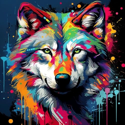 WANGXIAO Malen nach Zahlen Erwachsene,40x40cm,Be creative Heimdekoration Anfänger Mit Pinsel und Acrylfarben ölgemälde für Home Decor,Farbe Graffiti Tier Wolf,,Mit Rahmen WANGXIAO Malen nach Zahlen Erwachsene,40x40cm,Be creative Heimdekoration Anfänger Mit Pinsel und Acrylfarben ölgemälde für Home Decor,Farbe Graffiti Tier Wolf,,Mit Rahmen von WANGXIAO
