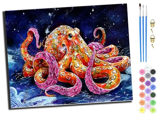 WANGXIAO Malen nach Zahlen Erwachsene,40x50cm,Be creative Heimdekoration Anfänger Mit Pinsel und Acrylfarben ölgemälde für Home Decor,Bunter Riesenkrake,ohne Rahmen WANGXIAO Malen nach Zahlen Erwachsene,40x50cm,Be creative Heimdekoration Anfänger Mit Pinsel und Acrylfarben ölgemälde für Home Decor,Bunter Riesenkrake,ohne Rahmen von WANGXIAO