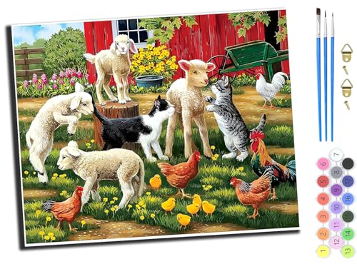 WANGXIAO Malen nach Zahlen Erwachsene,40x50cm,Be creative Heimdekoration Anfänger Mit Pinsel und Acrylfarben ölgemälde für Home Decor,Glückliche Farm,ohne Rahmen WANGXIAO Malen nach Zahlen Erwachsene,40x50cm,Be creative Heimdekoration Anfänger Mit Pinsel und Acrylfarben ölgemälde für Home Decor,Glückliche Farm,ohne Rahmen von WANGXIAO