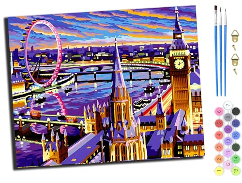 WANGXIAO Malen nach Zahlen Erwachsene,40x50cm,Be creative Heimdekoration Anfänger Mit Pinsel und Acrylfarben ölgemälde für Home Decor,Riesenrad lila Stadt,ohne Rahmen WANGXIAO Malen nach Zahlen Erwachsene,40x50cm,Be creative Heimdekoration Anfänger Mit Pinsel und Acrylfarben ölgemälde für Home Decor,Riesenrad lila Stadt,ohne Rahmen von WANGXIAO