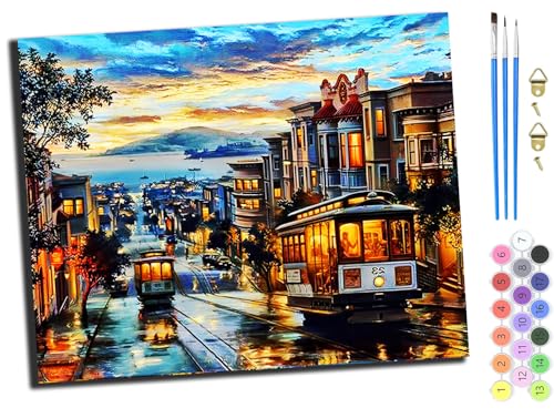 WANGXIAO Malen nach Zahlen Erwachsene,40x50cm,Be creative Heimdekoration Anfänger Mit Pinsel und Acrylfarben ölgemälde für Home Decor,Straßenszene bei Sonnenuntergang,mit Rahmen WANGXIAO Malen nach Zahlen Erwachsene,40x50cm,Be creative Heimdekoration Anfänger Mit Pinsel und Acrylfarben ölgemälde für Home Decor,Straßenszene bei Sonnenuntergang,mit Rahmen von WANGXIAO