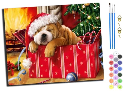 WANGXIAO Malen nach Zahlen Erwachsene,40x50cm,Be creative Heimdekoration Anfänger Mit Pinsel und Acrylfarben ölgemälde für Home Decor,haustier hund weihnachten tier hund,ohne Rahmen WANGXIAO Malen nach Zahlen Erwachsene,40x50cm,Be creative Heimdekoration Anfänger Mit Pinsel und Acrylfarben ölgemälde für Home Decor,haustier hund weihnachten tier hund,ohne Rahmen von WANGXIAO