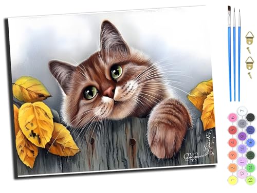 WANGXIAO Malen nach Zahlen Erwachsene,DIY Bastelset Handgemalt Ölgemälde Geschen Kit Mit 3,Pinseln und Acrylfarbe knitterfreie leinwand Kit,40x50 cm,Tier Süße Katze,mit Rahmen WANGXIAO Malen nach Zahlen Erwachsene,DIY Bastelset Handgemalt Ölgemälde Geschen Kit Mit 3,Pinseln und Acrylfarbe knitterfreie leinwand Kit,40x50 cm,Tier Süße Katze,mit Rahmen von WANGXIAO