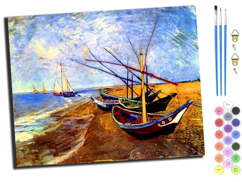 WANGXIAO Malen nach Zahlen Erwachsene,DIY Bastelset Handgemalt Ölgemälde Geschen Kit Mit 3,Pinseln und Acrylfarbe knitterfreie leinwand Kit,40x50 cm,Van Gogh Gemälde,ohne Rahmen von WANGXIAO