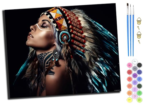 WANGXIAO Malen nach Zahlen Erwachsene,DIY Bastelset Handgemalt Ölgemälde Kit Mit 3,Pinseln und Acrylfarbe leinwand Kit,Geschenkideen,40x50 cm,Altmodisch, Amerikanisches Indianermädchen,ohne Rahmen WANGXIAO Malen nach Zahlen Erwachsene,DIY Bastelset Handgemalt Ölgemälde Kit Mit 3,Pinseln und Acrylfarbe leinwand Kit,Geschenkideen,40x50 cm,Altmodisch, Amerikanisches Indianermädchen,ohne Rahmen von WANGXIAO