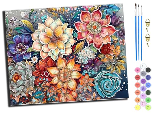 WANGXIAO Malen nach Zahlen Erwachsene,DIY Bastelset Handgemalt Ölgemälde Kit Mit 3,Pinseln und Acrylfarbe leinwand Kit,Geschenkideen,40x50 cm,Bunte schöne Blumen,ohne Rahmen WANGXIAO Malen nach Zahlen Erwachsene,DIY Bastelset Handgemalt Ölgemälde Kit Mit 3,Pinseln und Acrylfarbe leinwand Kit,Geschenkideen,40x50 cm,Bunte schöne Blumen,ohne Rahmen von WANGXIAO