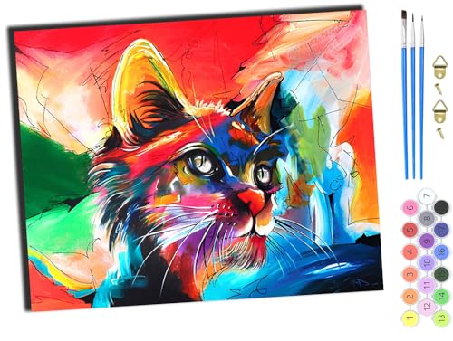 WANGXIAO Malen nach Zahlen Erwachsene,DIY Bastelset Handgemalt Ölgemälde Kit Mit 3,Pinseln und Acrylfarbe leinwand Kit,Geschenkideen,40x50 cm,Farbe Tier Katze,ohne Rahmen WANGXIAO Malen nach Zahlen Erwachsene,DIY Bastelset Handgemalt Ölgemälde Kit Mit 3,Pinseln und Acrylfarbe leinwand Kit,Geschenkideen,40x50 cm,Farbe Tier Katze,ohne Rahmen von WANGXIAO