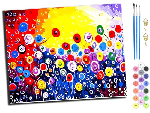WANGXIAO Malen nach Zahlen Erwachsene,DIY Bastelset Handgemalt Ölgemälde Kit Mit 3,Pinseln und Acrylfarbe leinwand Kit,Geschenkideen,40x50 cm,Landschaft abstrakte Ballons,ohne Rahmen von WANGXIAO
