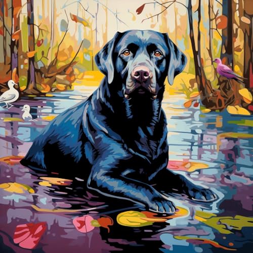 WANGXIAO Malen nach Zahlen Erwachsene,DIY Bastelset Handgemalt Ölgemälde Kit Mit 3 Pinseln und Acrylfarbe leinwand Kit,Geschenkideen,40x40 cm,Schwarzer Labrador und See, bunte Graffiti,,ohne Rahmen WANGXIAO Malen nach Zahlen Erwachsene,DIY Bastelset Handgemalt Ölgemälde Kit Mit 3 Pinseln und Acrylfarbe leinwand Kit,Geschenkideen,40x40 cm,Schwarzer Labrador und See, bunte Graffiti,,ohne Rahmen von WANGXIAO