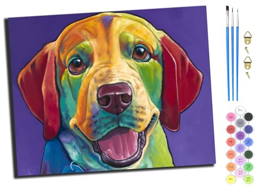 WANGXIAO Malen nach Zahlen Erwachsene,DIY Handgemalt Ölgemälde Kit,40x50 cm,Paint by Numbers Adult Mit 3,Pinseln und Acrylfarbe leinwand Kit,Bunter Labrador-Welpe,ohne Rahmen WANGXIAO Malen nach Zahlen Erwachsene,DIY Handgemalt Ölgemälde Kit,40x50 cm,Paint by Numbers Adult Mit 3,Pinseln und Acrylfarbe leinwand Kit,Bunter Labrador-Welpe,ohne Rahmen von WANGXIAO