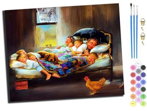 WANGXIAO Malen nach Zahlen Erwachsene,DIY Handgemalt Ölgemälde Kit,40x50 cm,Paint by Numbers Adult Mit 3,Pinseln und Acrylfarbe leinwand Kit,Eine glückliche Familie,ohne Rahmen WANGXIAO Malen nach Zahlen Erwachsene,DIY Handgemalt Ölgemälde Kit,40x50 cm,Paint by Numbers Adult Mit 3,Pinseln und Acrylfarbe leinwand Kit,Eine glückliche Familie,ohne Rahmen von WANGXIAO