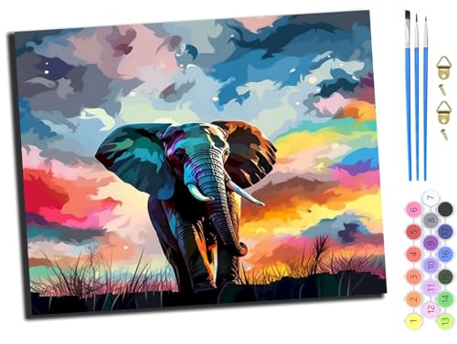WANGXIAO Malen nach Zahlen Erwachsene,DIY Handgemalt Ölgemälde Kit,40x50 cm,Paint by Numbers Adult Mit 3,Pinseln und Acrylfarbe leinwand Kit,Farbe Tier Elefant,ohne Rahmen WANGXIAO Malen nach Zahlen Erwachsene,DIY Handgemalt Ölgemälde Kit,40x50 cm,Paint by Numbers Adult Mit 3,Pinseln und Acrylfarbe leinwand Kit,Farbe Tier Elefant,ohne Rahmen von WANGXIAO