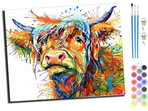 WANGXIAO Malen nach Zahlen Erwachsene,DIY Handgemalt Ölgemälde Kit,Paint by Numbers Adult Mit 3,Pinseln und Acrylfarbe leinwand Kit,40x50 cm,Aquarell Tier Kuh,mit Rahmen WANGXIAO Malen nach Zahlen Erwachsene,DIY Handgemalt Ölgemälde Kit,Paint by Numbers Adult Mit 3,Pinseln und Acrylfarbe leinwand Kit,40x50 cm,Aquarell Tier Kuh,mit Rahmen von WANGXIAO