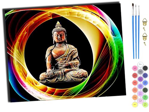 WANGXIAO Malen nach Zahlen Erwachsene,DIY Handgemalt Ölgemälde Kit,Paint by Numbers Adult Mit 3,Pinseln und Acrylfarbe leinwand Kit,40x50 cm,Bunter Ring Goldener Buddha Religion,ohne Rahmen WANGXIAO Malen nach Zahlen Erwachsene,DIY Handgemalt Ölgemälde Kit,Paint by Numbers Adult Mit 3,Pinseln und Acrylfarbe leinwand Kit,40x50 cm,Bunter Ring Goldener Buddha Religion,ohne Rahmen von WANGXIAO