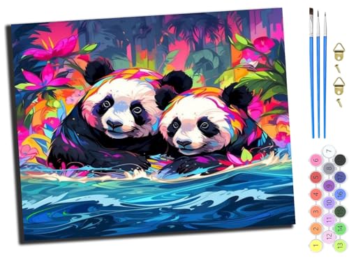 WANGXIAO Malen nach Zahlen Erwachsene,DIY Handgemalt Ölgemälde Kit,Paint by Numbers Adult Mit 3,Pinseln und Acrylfarbe leinwand Kit,40x50 cm,Bunter Waldpanda,ohne Rahmen WANGXIAO Malen nach Zahlen Erwachsene,DIY Handgemalt Ölgemälde Kit,Paint by Numbers Adult Mit 3,Pinseln und Acrylfarbe leinwand Kit,40x50 cm,Bunter Waldpanda,ohne Rahmen von WANGXIAO