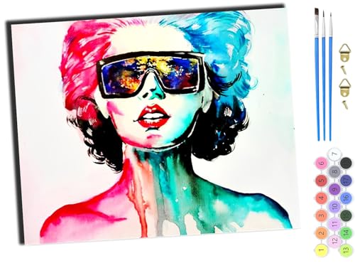 WANGXIAO Malen nach Zahlen Erwachsene,DIY Handgemalt Ölgemälde Kit,Paint by Numbers Adult Mit 3,Pinseln und Acrylfarbe leinwand Kit,40x50 cm,Farbige Sonnenbrille Mädchen,ohne Rahmen WANGXIAO Malen nach Zahlen Erwachsene,DIY Handgemalt Ölgemälde Kit,Paint by Numbers Adult Mit 3,Pinseln und Acrylfarbe leinwand Kit,40x50 cm,Farbige Sonnenbrille Mädchen,ohne Rahmen von WANGXIAO