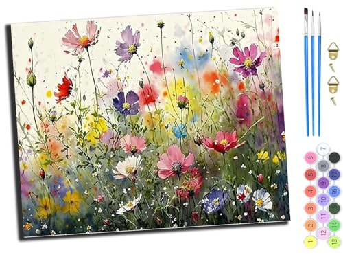 WANGXIAO Malen nach Zahlen Erwachsene,DIY Handgemalt Ölgemälde Kit,Paint by Numbers Adult Mit 3,Pinseln und Acrylfarbe leinwand Kit,40x50 cm,Frühlingswildblumen,mit Rahmen WANGXIAO Malen nach Zahlen Erwachsene,DIY Handgemalt Ölgemälde Kit,Paint by Numbers Adult Mit 3,Pinseln und Acrylfarbe leinwand Kit,40x50 cm,Frühlingswildblumen,mit Rahmen von WANGXIAO