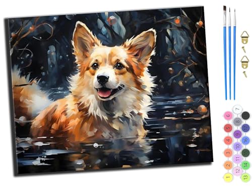 WANGXIAO Malen nach Zahlen Erwachsene,DIY Handgemalt Ölgemälde Kit,Paint by Numbers Adult Mit 3,Pinseln und Acrylfarbe leinwand Kit,40x50 cm,Niedlicher Corgi-Welpe,mit Rahmen WANGXIAO Malen nach Zahlen Erwachsene,DIY Handgemalt Ölgemälde Kit,Paint by Numbers Adult Mit 3,Pinseln und Acrylfarbe leinwand Kit,40x50 cm,Niedlicher Corgi-Welpe,mit Rahmen von WANGXIAO
