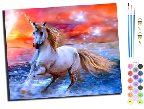 WANGXIAO Malen nach Zahlen Erwachsene,DIY Handgemalt Ölgemälde Kit,Paint by Numbers Adult Mit 3,Pinseln und Acrylfarbe leinwand Kit,40x50 cm,Pferd läuft am Strand,mit Rahmen WANGXIAO Malen nach Zahlen Erwachsene,DIY Handgemalt Ölgemälde Kit,Paint by Numbers Adult Mit 3,Pinseln und Acrylfarbe leinwand Kit,40x50 cm,Pferd läuft am Strand,mit Rahmen von WANGXIAO