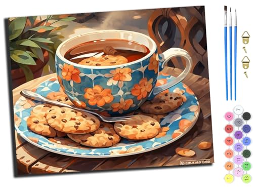 WANGXIAO Malen nach Zahlen Erwachsene,DIY Handgemalt Ölgemälde Kit,Paint by Numbers Adult Mit 3,Pinseln und Acrylfarbe leinwand Kit,40x50 cm,Romantischer Nachmittagstee, Kaffee und Kekse,mit Rahmen WANGXIAO Malen nach Zahlen Erwachsene,DIY Handgemalt Ölgemälde Kit,Paint by Numbers Adult Mit 3,Pinseln und Acrylfarbe leinwand Kit,40x50 cm,Romantischer Nachmittagstee, Kaffee und Kekse,mit Rahmen von WANGXIAO