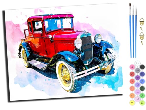 WANGXIAO Malen nach Zahlen Erwachsene,DIY Handgemalt Ölgemälde Kit,Paint by Numbers Adult Mit 3,Pinseln und Acrylfarbe leinwand Kit,40x50 cm,Schönes rotes Auto,mit Rahmen WANGXIAO Malen nach Zahlen Erwachsene,DIY Handgemalt Ölgemälde Kit,Paint by Numbers Adult Mit 3,Pinseln und Acrylfarbe leinwand Kit,40x50 cm,Schönes rotes Auto,mit Rahmen von WANGXIAO