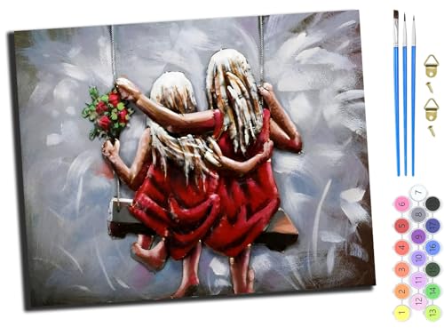 WANGXIAO Malen nach Zahlen Erwachsene,DIY Handgemalt Ölgemälde Kit,Paint by Numbers Adult Mit 3,Pinseln und Acrylfarbe leinwand Kit,40x50 cm,Schwestern und Blumen,ohne Rahmen WANGXIAO Malen nach Zahlen Erwachsene,DIY Handgemalt Ölgemälde Kit,Paint by Numbers Adult Mit 3,Pinseln und Acrylfarbe leinwand Kit,40x50 cm,Schwestern und Blumen,ohne Rahmen von WANGXIAO