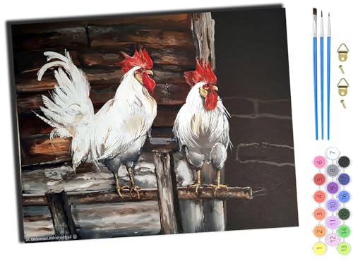 WANGXIAO Malen nach Zahlen Erwachsene,DIY Handgemalt Ölgemälde Kit,Paint by Numbers Adult Mit 3,Pinseln und Acrylfarbe leinwand Kit,40x50 cm,Tier Huhn,mit Rahmen WANGXIAO Malen nach Zahlen Erwachsene,DIY Handgemalt Ölgemälde Kit,Paint by Numbers Adult Mit 3,Pinseln und Acrylfarbe leinwand Kit,40x50 cm,Tier Huhn,mit Rahmen von WANGXIAO