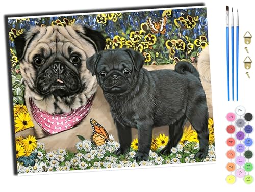 WANGXIAO Malen nach Zahlen Erwachsene,DIY Handgemalt Ölgemälde Kit,Paint by Numbers Adult Mit 3,Pinseln und Acrylfarbe leinwand Kit,40x50 cm,Tiere Hund Blume Schmetterling,mit Rahmen WANGXIAO Malen nach Zahlen Erwachsene,DIY Handgemalt Ölgemälde Kit,Paint by Numbers Adult Mit 3,Pinseln und Acrylfarbe leinwand Kit,40x50 cm,Tiere Hund Blume Schmetterling,mit Rahmen von WANGXIAO