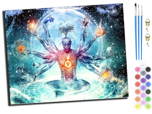 WANGXIAO Malen nach Zahlen Erwachsene,DIY Handgemalt Ölgemälde Kit,Paint by Numbers Adult Mit 3,Pinseln und Acrylfarbe leinwand Kit,40x50 cm,Yogabuddha,ohne Rahmen von WANGXIAO