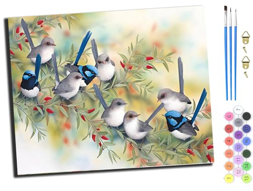 WANGXIAO Malen nach Zahlen Erwachsene,DIY Handgemalt Ölgemälde Kit,Paint by Numbers Adult Mit 3,Pinseln und Acrylfarbe leinwand Kit,40x50 cm,baum zweig eine gruppe von vögeln tiere,mit Rahmen WANGXIAO Malen nach Zahlen Erwachsene,DIY Handgemalt Ölgemälde Kit,Paint by Numbers Adult Mit 3,Pinseln und Acrylfarbe leinwand Kit,40x50 cm,baum zweig eine gruppe von vögeln tiere,mit Rahmen von WANGXIAO