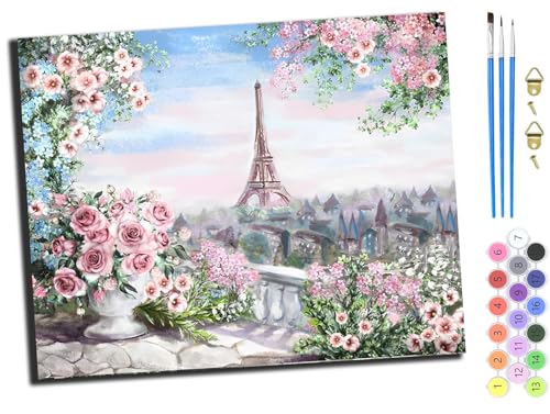 WANGXIAO Malen nach Zahlen Erwachsene,Paint by Numbers,DIY Handgemalt Ölgemälde Mit 3,Pinseln und Acrylfarbe knitterfreie leinwand Kit,40x50 cm,Abstrakte Blumen Eiffelturm,ohne Rahmen WANGXIAO Malen nach Zahlen Erwachsene,Paint by Numbers,DIY Handgemalt Ölgemälde Mit 3,Pinseln und Acrylfarbe knitterfreie leinwand Kit,40x50 cm,Abstrakte Blumen Eiffelturm,ohne Rahmen von WANGXIAO