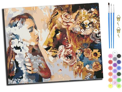 WANGXIAO Malen nach Zahlen Erwachsene,Paint by Numbers,DIY Handgemalt Ölgemälde Mit 3,Pinseln und Acrylfarbe knitterfreie leinwand Kit,40x50 cm,Abstraktes Mädchen und Löwentier,ohne Rahmen WANGXIAO Malen nach Zahlen Erwachsene,Paint by Numbers,DIY Handgemalt Ölgemälde Mit 3,Pinseln und Acrylfarbe knitterfreie leinwand Kit,40x50 cm,Abstraktes Mädchen und Löwentier,ohne Rahmen von WANGXIAO