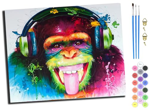 WANGXIAO Malen nach Zahlen Erwachsene,Paint by Numbers,DIY Handgemalt Ölgemälde Mit 3,Pinseln und Acrylfarbe knitterfreie leinwand Kit,40x50 cm,Farbe Tier Musik Affe Gorilla,ohne Rahmen WANGXIAO Malen nach Zahlen Erwachsene,Paint by Numbers,DIY Handgemalt Ölgemälde Mit 3,Pinseln und Acrylfarbe knitterfreie leinwand Kit,40x50 cm,Farbe Tier Musik Affe Gorilla,ohne Rahmen von WANGXIAO