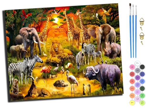 WANGXIAO Malen nach Zahlen Erwachsene,Paint by Numbers,DIY Handgemalt Ölgemälde Mit 3,Pinseln und Acrylfarbe knitterfreie leinwand Kit,40x50 cm,Tiere auf der Wiese bei Sonnenuntergang,ohne Rahmen WANGXIAO Malen nach Zahlen Erwachsene,Paint by Numbers,DIY Handgemalt Ölgemälde Mit 3,Pinseln und Acrylfarbe knitterfreie leinwand Kit,40x50 cm,Tiere auf der Wiese bei Sonnenuntergang,ohne Rahmen von WANGXIAO
