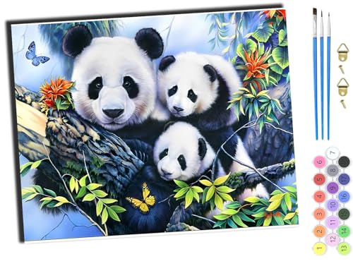 WANGXIAO Malen nach Zahlen Erwachsene,Paint by Numbers,DIY Handgemalt Ölgemälde Mit 3,Pinseln und Acrylfarbe knitterfreie leinwand Kit,40x50 cm,Tierische Pandafamilie,mit Rahmen WANGXIAO Malen nach Zahlen Erwachsene,Paint by Numbers,DIY Handgemalt Ölgemälde Mit 3,Pinseln und Acrylfarbe knitterfreie leinwand Kit,40x50 cm,Tierische Pandafamilie,mit Rahmen von WANGXIAO