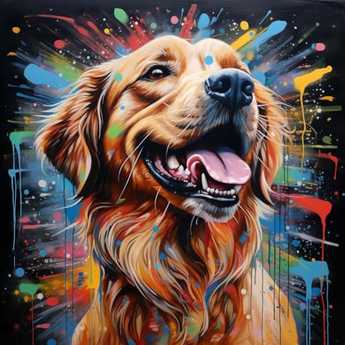 WANGXIAO Malen nach Zahlen Erwachsene,Paint by Numbers,DIY Handgemalt Ölgemälde Mit 3 Pinseln und Acrylfarbe knitterfreie leinwand Kit,40x40 cm,Bunte Graffiti Golden Retriever Hund,,ohne Rahmen WANGXIAO Malen nach Zahlen Erwachsene,Paint by Numbers,DIY Handgemalt Ölgemälde Mit 3 Pinseln und Acrylfarbe knitterfreie leinwand Kit,40x40 cm,Bunte Graffiti Golden Retriever Hund,,ohne Rahmen von WANGXIAO