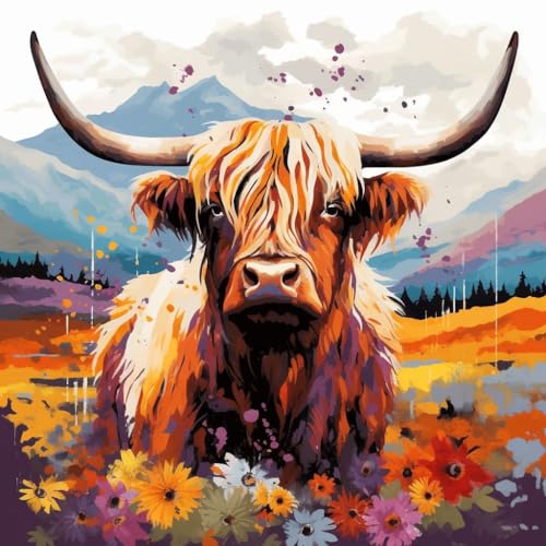 WANGXIAO Malen nach Zahlen Erwachsene,Paint by Numbers,DIY Handgemalt Ölgemälde Mit 3 Pinseln und Acrylfarbe knitterfreie leinwand Kit,40x40 cm,Herbstliche Weide Hochlandkuh,,ohne Rahmen WANGXIAO Malen nach Zahlen Erwachsene,Paint by Numbers,DIY Handgemalt Ölgemälde Mit 3 Pinseln und Acrylfarbe knitterfreie leinwand Kit,40x40 cm,Herbstliche Weide Hochlandkuh,,ohne Rahmen von WANGXIAO