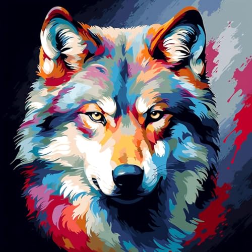 WANGXIAO Malen nach Zahlen Erwachsene,happy Painting Kits,Bastelset Leinwand Pinsel,Handgemalt Ölgemälde 40x40cm,wolf bunt graffiti tier,,Mit Rahmen WANGXIAO Malen nach Zahlen Erwachsene,happy Painting Kits,Bastelset Leinwand Pinsel,Handgemalt Ölgemälde 40x40cm,wolf bunt graffiti tier,,Mit Rahmen von WANGXIAO