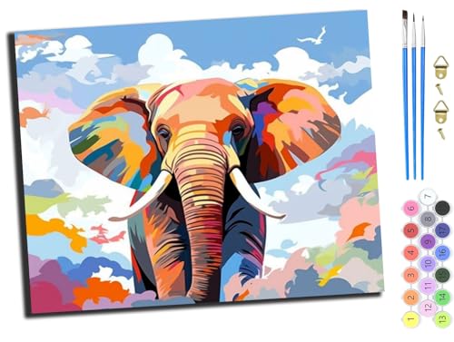 WANGXIAO Malen nach Zahlen Erwachsene,happy Painting Kits,Bastelset Leinwand Pinsel,Handgemalt Ölgemälde 40x50cm,Farbe Tier Elefant,ohne Rahmen WANGXIAO Malen nach Zahlen Erwachsene,happy Painting Kits,Bastelset Leinwand Pinsel,Handgemalt Ölgemälde 40x50cm,Farbe Tier Elefant,ohne Rahmen von WANGXIAO