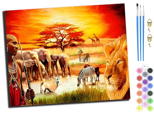 WANGXIAO Malen nach Zahlen Erwachsene,happy Painting Kits,Bastelset Leinwand Pinsel,Handgemalt Ölgemälde Kinder 40x50cm,Japanisch Afrikanische Tiere mit Menschen,mit Rahmen WANGXIAO Malen nach Zahlen Erwachsene,happy Painting Kits,Bastelset Leinwand Pinsel,Handgemalt Ölgemälde Kinder 40x50cm,Japanisch Afrikanische Tiere mit Menschen,mit Rahmen von WANGXIAO