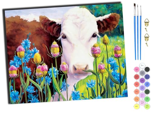 WANGXIAO Malen nach Zahlen Erwachsene,happy Painting Kits,Bastelset Leinwand Pinsel,Handgemalt Ölgemälde Kinder 40x50cm,Tier Kuh und Blumen Schach,mit Rahmen WANGXIAO Malen nach Zahlen Erwachsene,happy Painting Kits,Bastelset Leinwand Pinsel,Handgemalt Ölgemälde Kinder 40x50cm,Tier Kuh und Blumen Schach,mit Rahmen von WANGXIAO