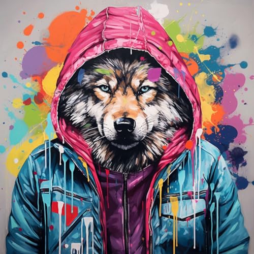 malen nach zahlen erwachsene,DIY Handgemalt Ölgemälde Kit,Groß Diy ölgemäLde Kit für Anfänger,Knitterfreie Leinwand,40x40cm,Farbe Graffiti Tier Wolf,,Mit Rahmen malen nach zahlen erwachsene,DIY Handgemalt Ölgemälde Kit,Groß Diy ölgemäLde Kit für Anfänger,Knitterfreie Leinwand,40x40cm,Farbe Graffiti Tier Wolf,,Mit Rahmen von WANGXIAO